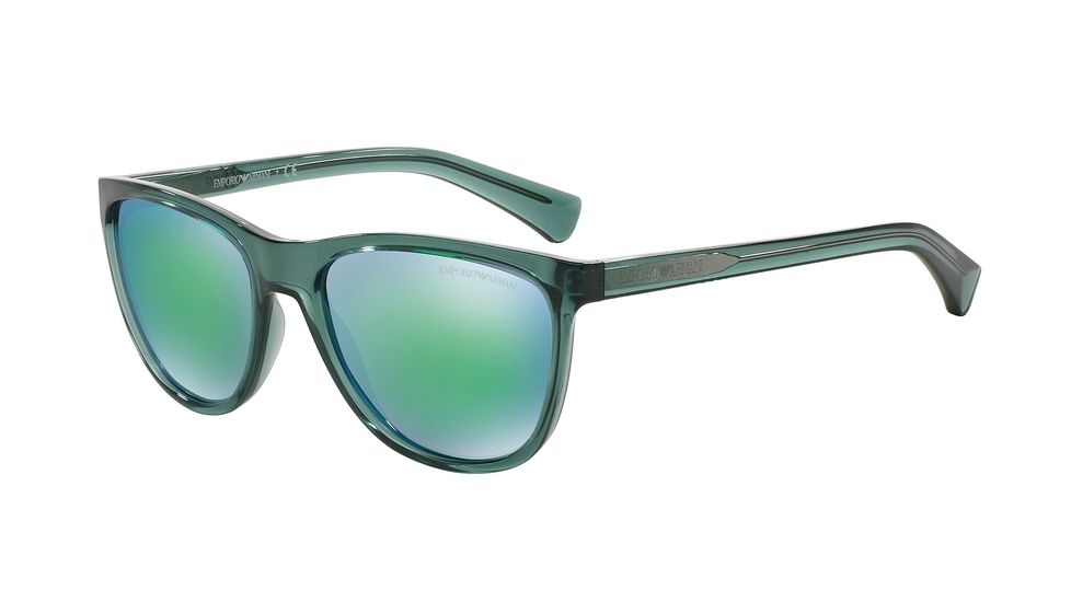 Armani EA4053 Sunglasses 537531-57 - Transparent Green Frame, Light Blue Mirror Green Lenses