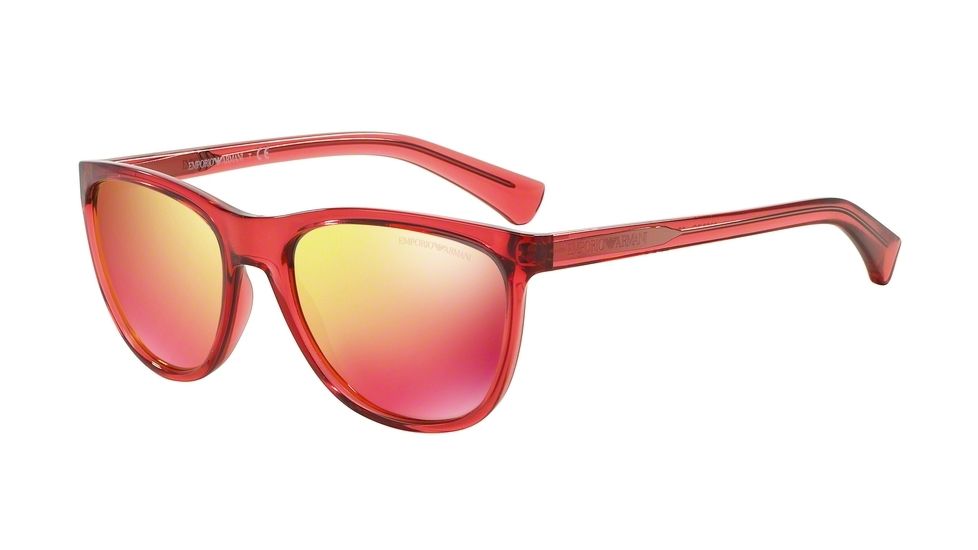 Armani EA4053 Sunglasses 53776Q-57 - Transparent Coral Frame, Red Multilayer Lenses