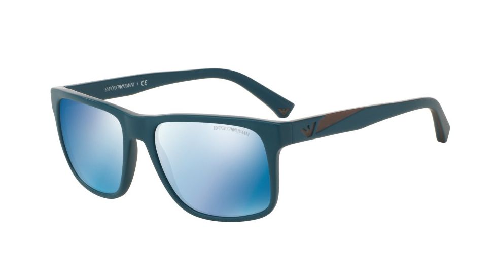 Armani EA4071F Sunglasses 550855-56 - Matte Petroleum Frame, Mirror Blue Lenses