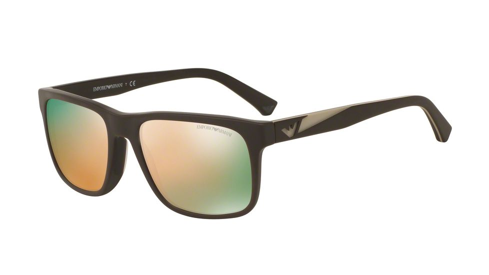 Armani EA4071F Sunglasses 55094Z-56 - Matte Brown Frame, Grey Mirror Rose Gold Lenses