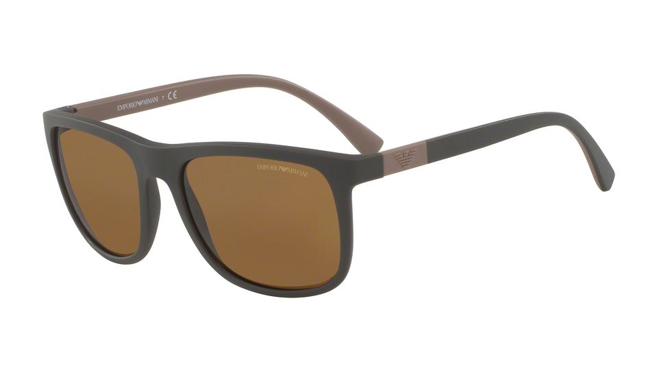 Armani EA4079 Single Vision Prescription Sunglasses EA4079-550983-57 - Lens Diameter 57 mm, Frame Color Matte Brown