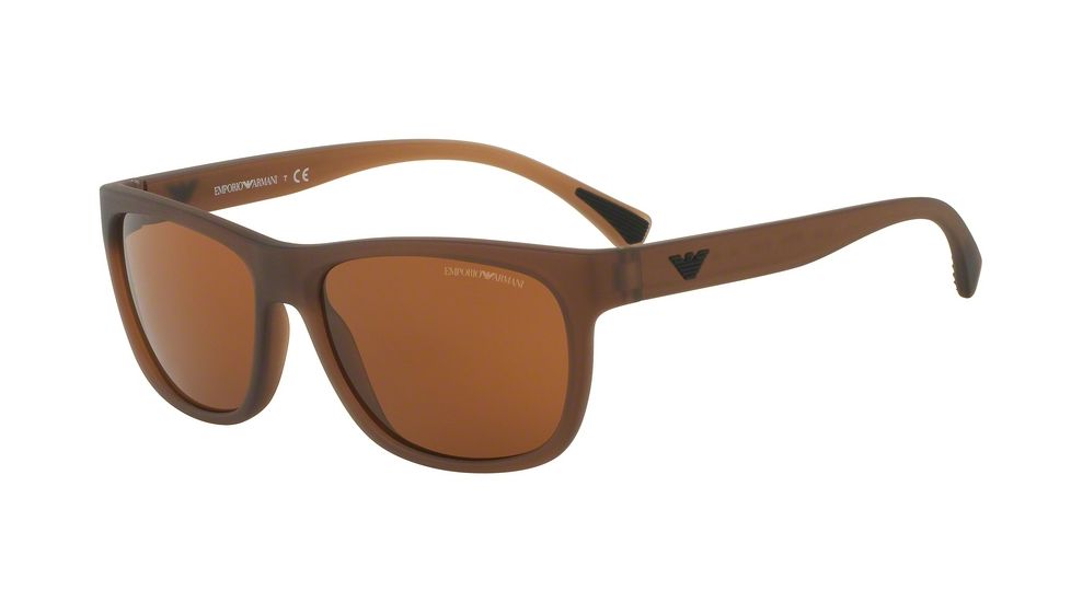 Armani EA4081 Single Vision Prescription Sunglasses EA4081-553373-57 - Lens Diameter 57 mm, Frame Color Matte Transparent Brown