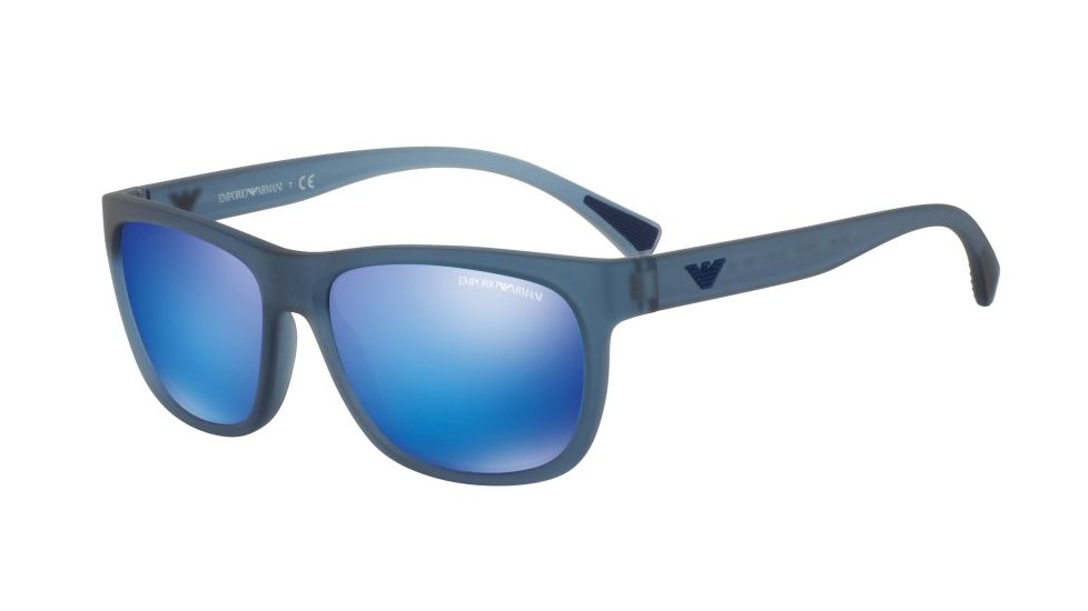 Armani EA4081F Single Vision Prescription Sunglasses EA4081F-553525-59 - Lens Diameter 59 mm, Frame Color Matte Transparent Blue