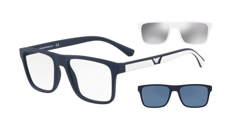 Armani EA4115F Progressive Prescription Sunglasses, 54mm, Matte Dark Blue, EA4115F-56691W-54-PRO