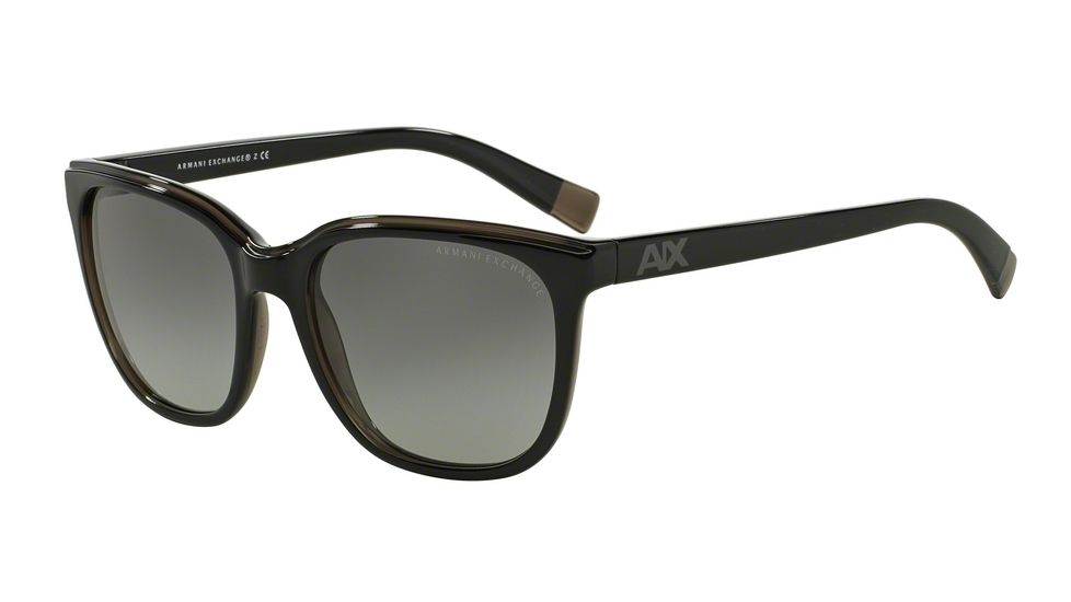 Armani Exchange AX4031 Sunglasses 184011-55 - Black/dk Grey Transparent Frame, Grey Gradient Lenses