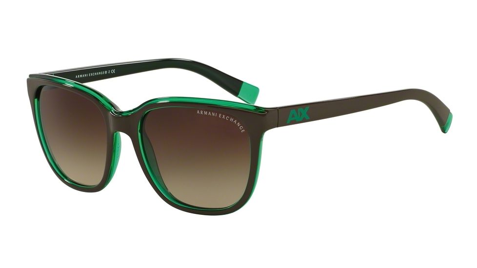 Armani Exchange AX4031 Sunglasses 814613-55 - Brown/bright Spearmint Trans Frame, Smoke Brown Gradient Lenses