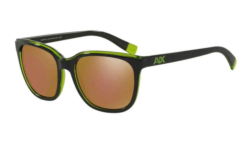 Armani Exchange AX4031 Sunglasses 815473-55 - Dk Purple/green Transparent Frame, Gold Mirror Lenses