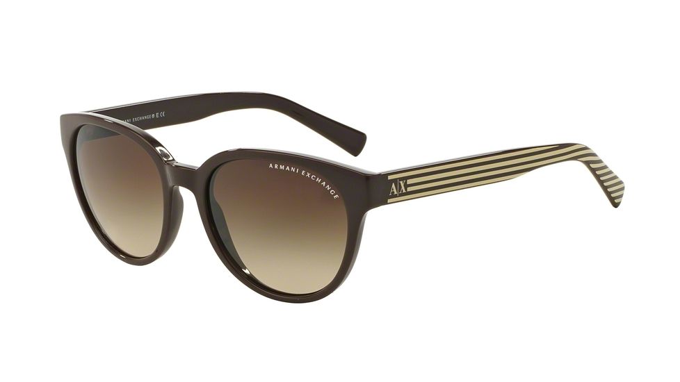 Armani Exchange AX4034 Sunglasses 814913-54 - Brown /brown Cream Stripe Frame, Smoke Brown Gradient Lenses