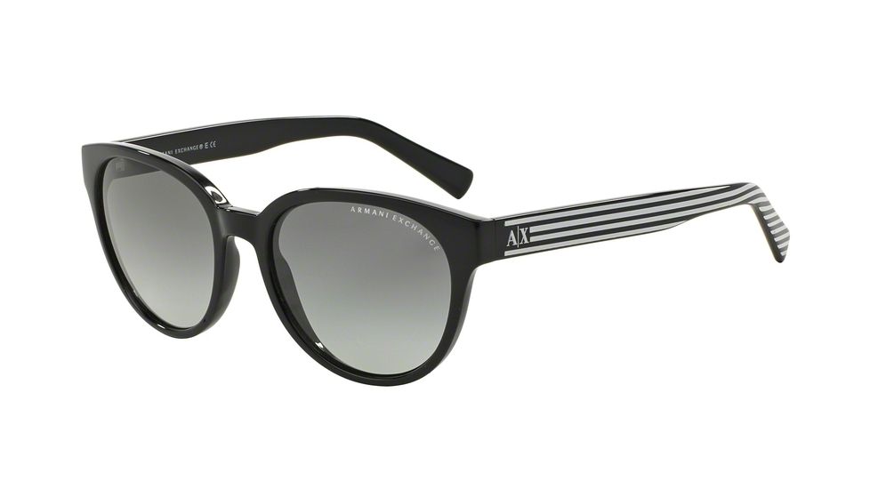 Armani Exchange AX4034 Sunglasses 815311-54 - Black / Black White Stripe Frame, Grey Gradient Lenses