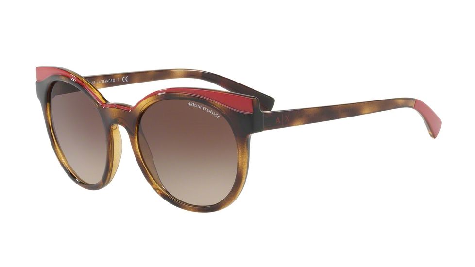 Armani Exchange AX4064SF Sunglasses 822413-55 - Havana Red Frame, Brown Gradient Lenses