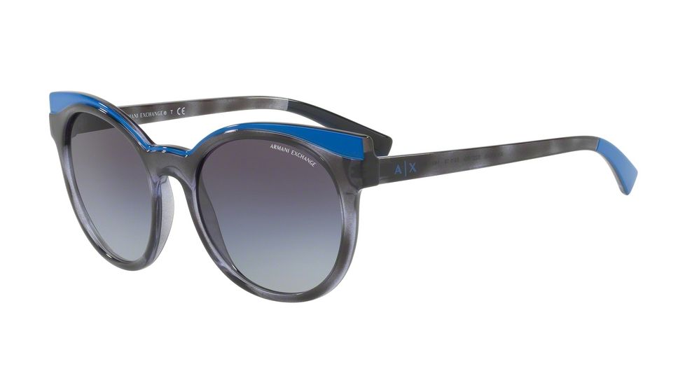 Armani Exchange AX4064SF Sunglasses 82278G-55 - Blue Havana/skidiver Frame, Grey Gradient Lenses