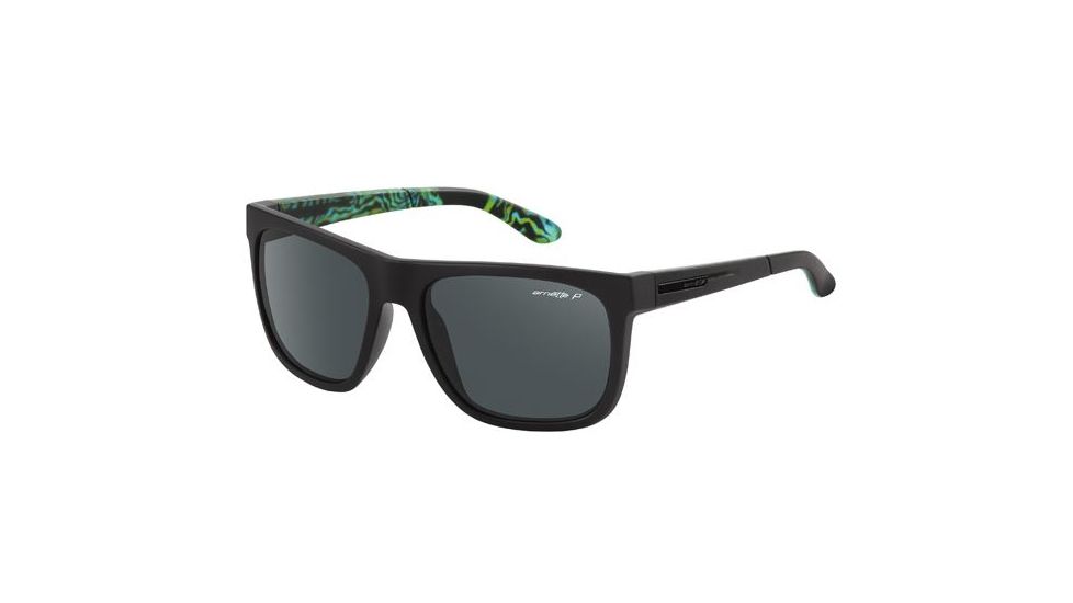 Arnette Firedrill Single Vision Prescription Sunglasses, Fuzzy Black/Green Frame, Polarized Grey Lens, Polarized-AN4143-33SV