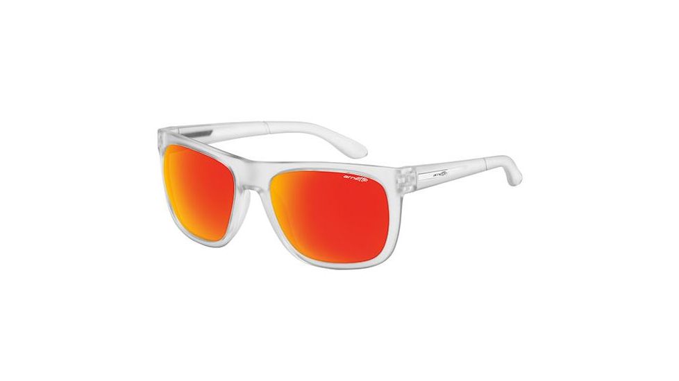Arnette Firedrill Single Vision Prescription Sunglasses, Fuzzy Clear Frame, Red Mirror Lens-AN4143-35SV