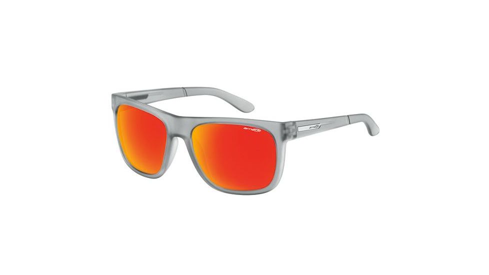 Arnette Firedrill Single Vision Prescription Sunglasses, Fuzzy Translucent Grey Frame, Red Mirror Lens-AN4143-36SV
