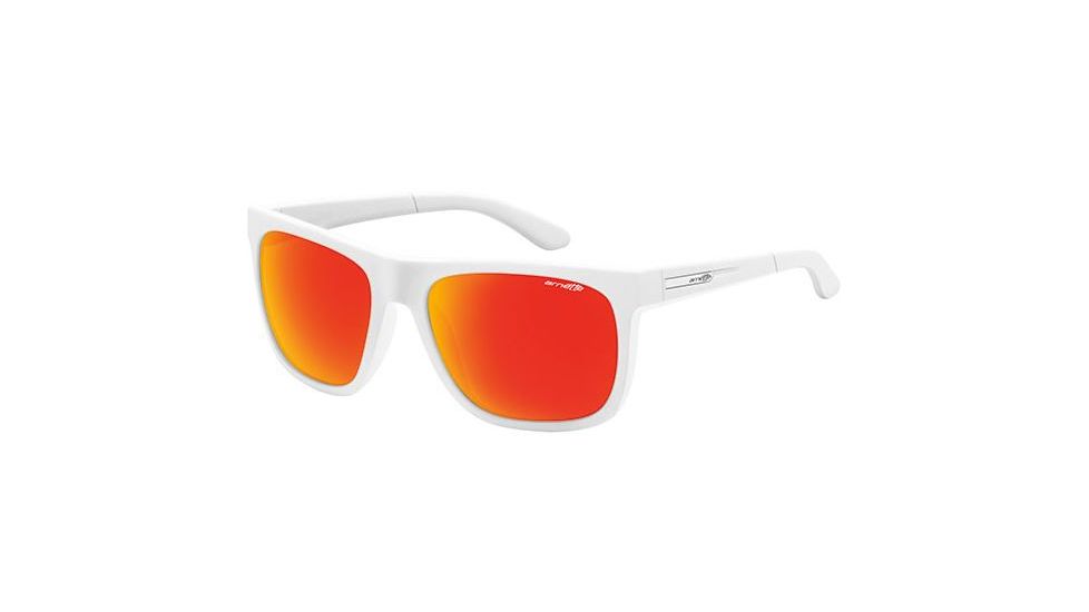 Arnette Firedrill Single Vision Prescription Sunglasses, Fuzzy White Frame, Red Mirror Lens-AN4143-34SV
