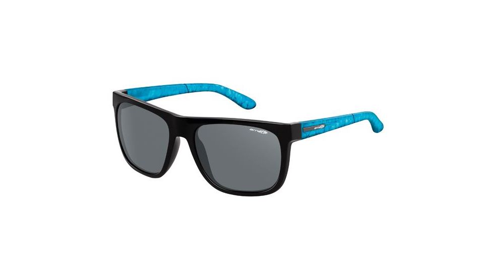 Arnette Firedrill Single Vision Prescription Sunglasses, Gloss Black/Fuzzy Inked Aqua Frame, Grey Lens-AN4143-27SV