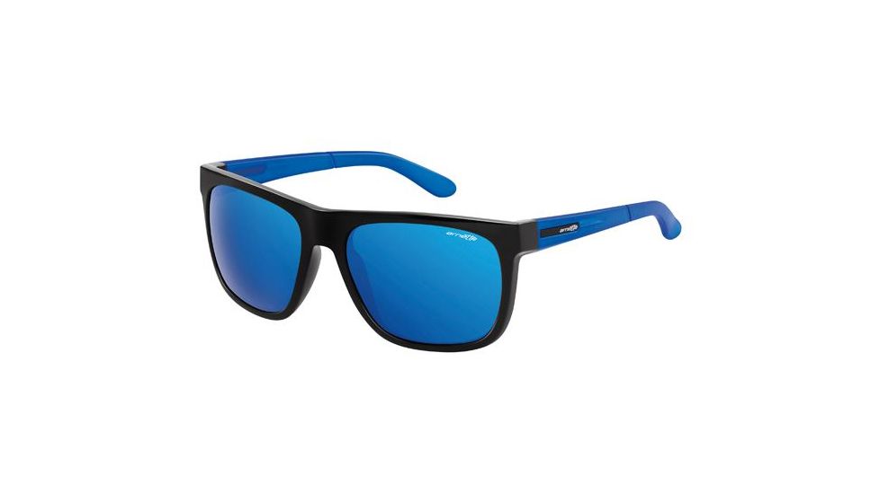 Arnette Firedrill Single Vision Prescription Sunglasses, Gloss Black/Gummy Blueberry Frame, Blue Mirror Lens-AN4143-28SV
