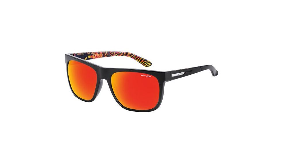 Arnette Firedrill Single Vision Prescription Sunglasses, Gloss Black/Orange Frame, Red Mirror Lens-AN4143-26SV
