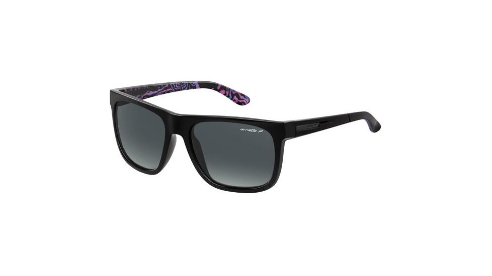 Arnette Firedrill Single Vision Prescription Sunglasses, Gloss Black/Violet Frame, Polarized Grey Lens, Polarized-AN4143-32SV