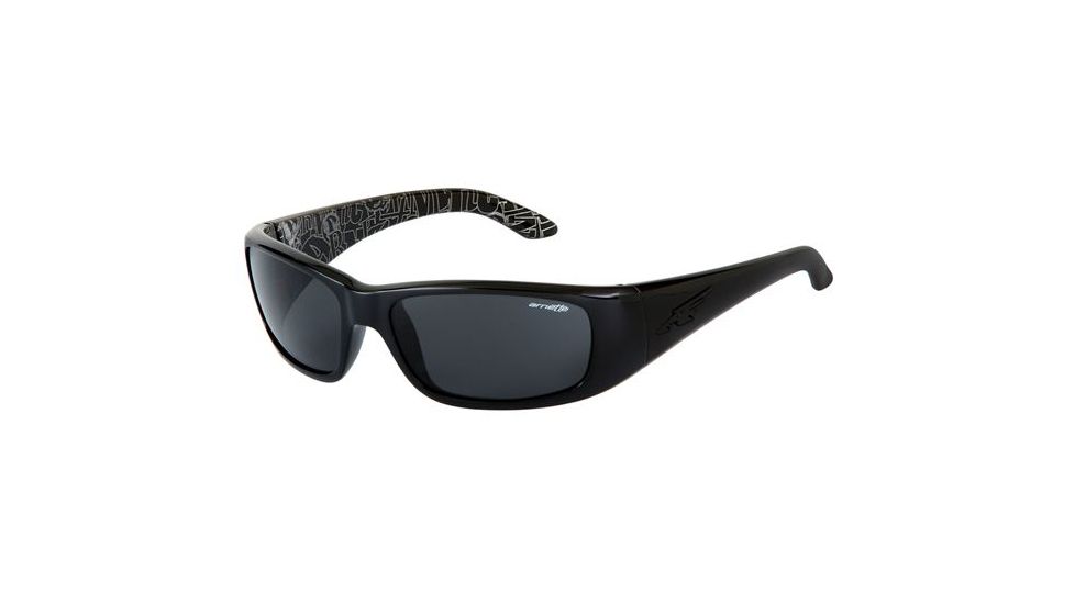 Arnette Quick Draw Single Vision Prescription Sunglasses, Gloss Black Frame, Grey Lens-AN4178-05SV