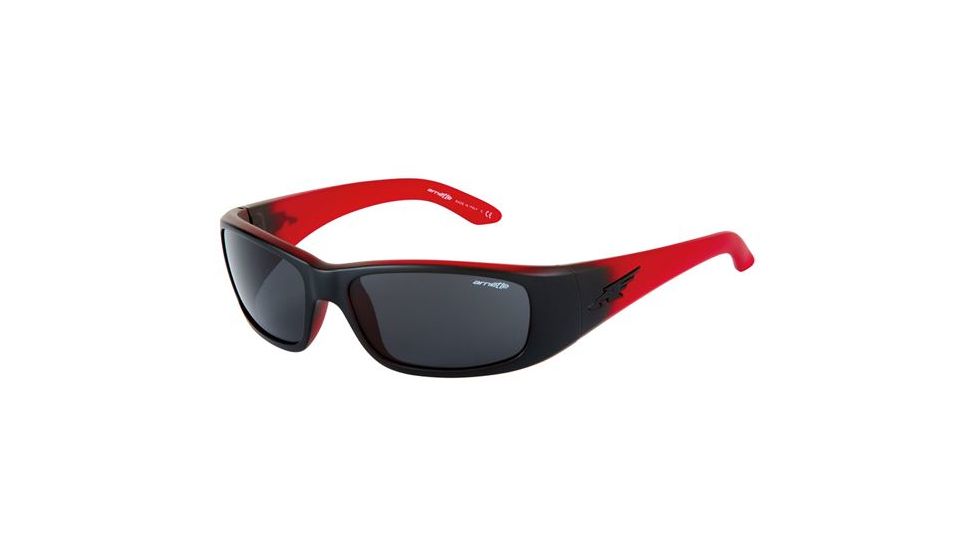 Arnette Quick Draw Single Vision Prescription Sunglasses, Matte Red/Black Fade Frame, Grey Lens-AN4178-02SV