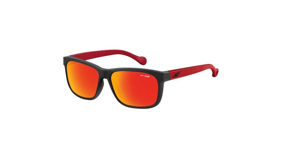 Arnette Slacker Bifocal Prescription Sunglasses, Fuzzy Black/Red Frame, Red Mirror Lens-AN4196-03BI