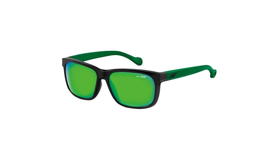 Arnette Slacker Bifocal Prescription Sunglasses, Gloss Black/Green Frame, Citrus Chrome Lens-AN4196-02BI