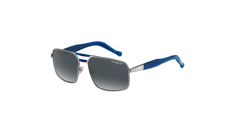 Arnette Smokey Single Vision Prescription Sunglasses, Gunmetal/Translucent Blue Frame, Polarized Grey Gradient Lens, Polarized-AN3068-02SV
