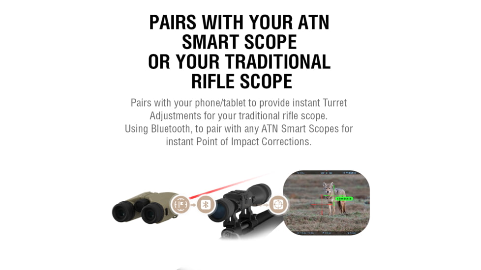 ATN LRF 2000 10x42mm Roof Ballistics Laser Rangefinding Binocular, Army Brown, BN1042LRF2k