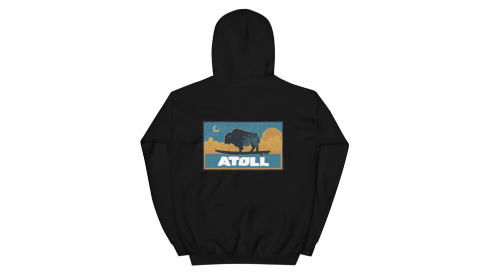 Atoll Board Co Atoll Boards Hand Drawn Tahoe Sunset Logo Pullover Hoodie - Black, S - Black,S, 627AC5A5A8EF6Black-S