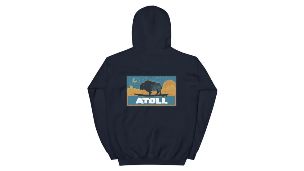 Atoll Board Co Atoll Boards Hand Drawn Tahoe Sunset Logo Pullover Hoodie - Navy, L - Navy,L, 627AC5A5A8EF6Navy-L