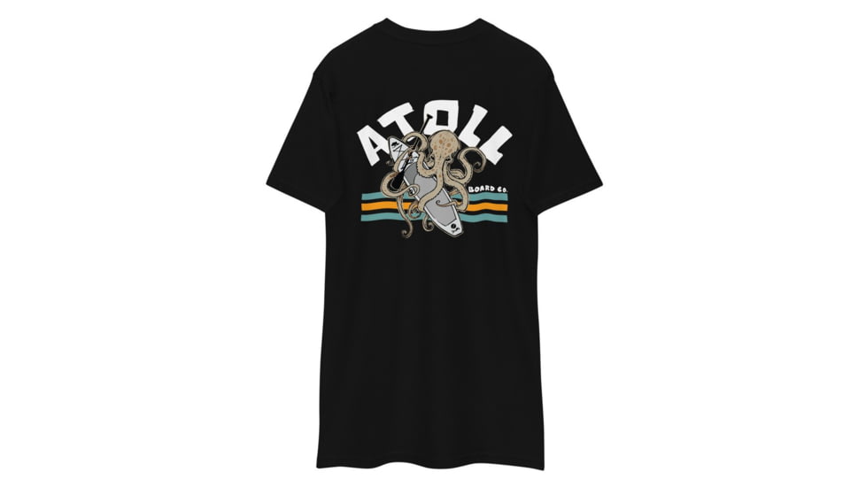 Atoll Board Co Atoll Heavyweight Tee with Octopus and Paddle Board Design - Black, S - Black,S, 628E7F1B6395EBlack-S