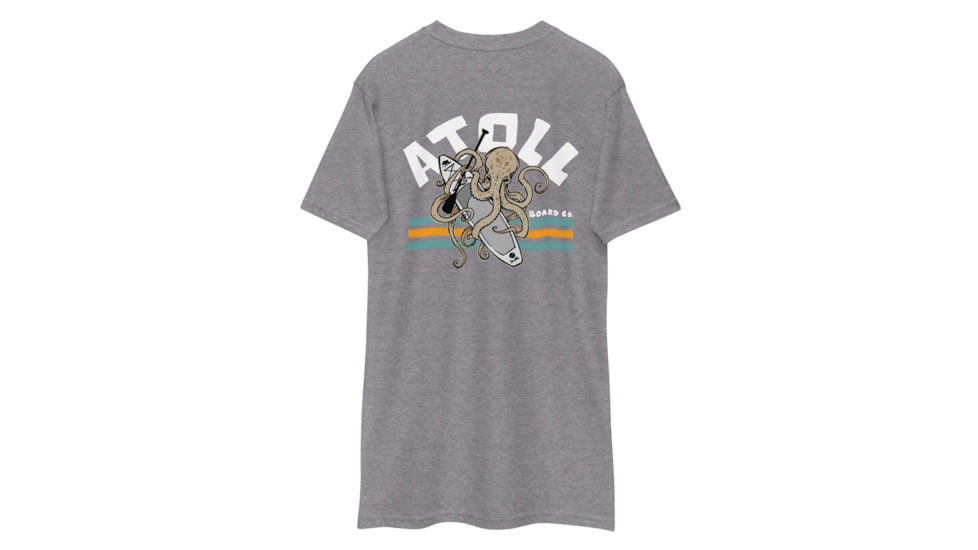 Atoll Board Co Atoll Heavyweight Tee with Octopus and Paddle Board Design - Carbon Grey, L - Carbon Grey,L, 628E7F1B6395ECarbon-Grey-L