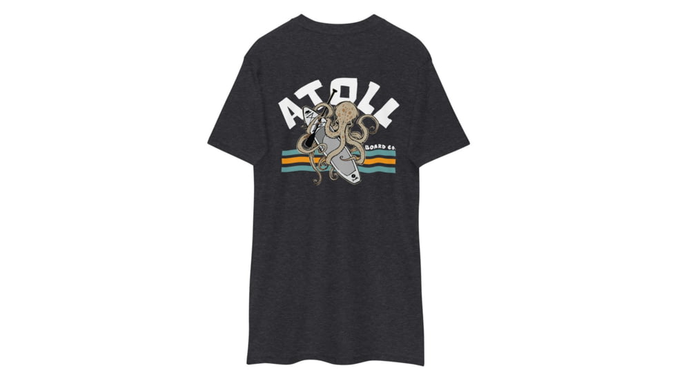 Atoll Board Co Atoll Heavyweight Tee with Octopus and Paddle Board Design - Charcoal Heather, M - Charcoal Heather,M, 628E7F1B6395ECharcoal-Heather-M