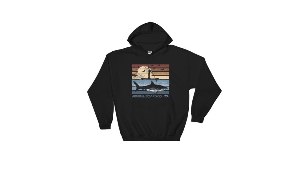 Atoll Board Co Atoll Rider And Shark Unisex Pullover Hoodie - Black, 2XL - Black,2XL, SQ7166341