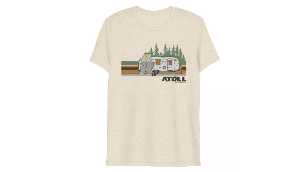 Atoll Board Co Atoll Tri Blend Tee with SUP Campsite Graphic - Oatmeal Triblend, 3XL - Oatmeal Triblend,3XL, 62B5EC28436A2Oatmeal-Triblend-3XL