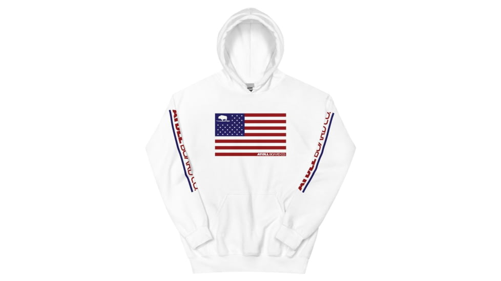 Atoll Board Co Atoll US Flag Unisex Pullover Hoodie - White, XL - White,XL, 627A961FF0BDDWhite-XL