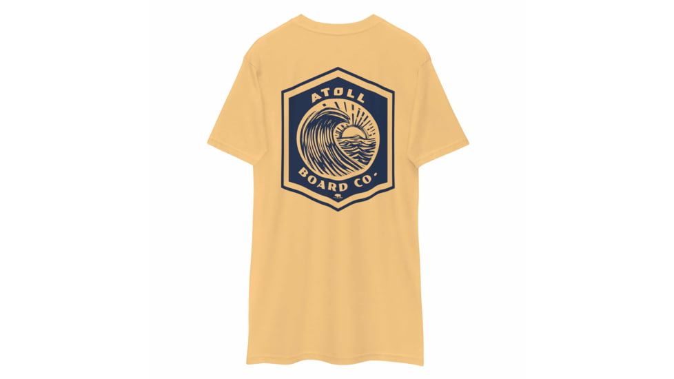 Atoll Board Co Mens Heavyweight tee with Blue Atoll Wave Graphic - Vintage Gold, L - Vintage Gold,L, 6463948B38FC3Vintage-Gold-L