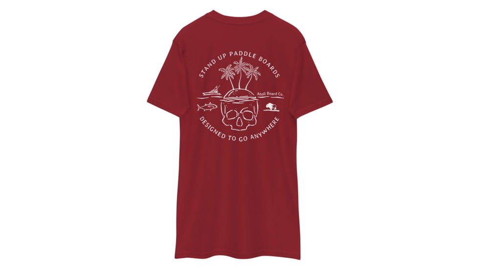 Atoll Board Co Mens Premium Tee with Atoll Skull Island Graphic - Brick Red, S - Brick Red,S, 645038F9AF428Brick-Red-S
