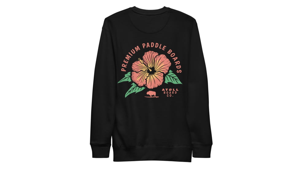 Atoll Board Co Premium Crew Neck Sweatshirt with Atoll Paddle Board Island Flower Graphic - Black, M - Black,M, 6441992434D68Black-M