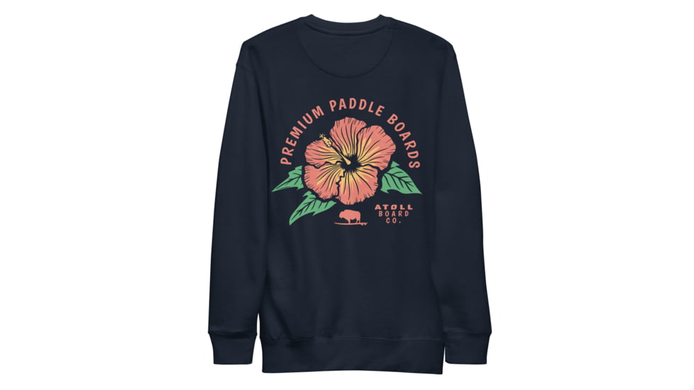 Atoll Board Co Premium Crew Neck Sweatshirt with Atoll Paddle Board Island Flower Graphic - Navy Blazer, 3XL - Navy Blazer,3XL, 6441992434D68Navy-Blazer-3XL