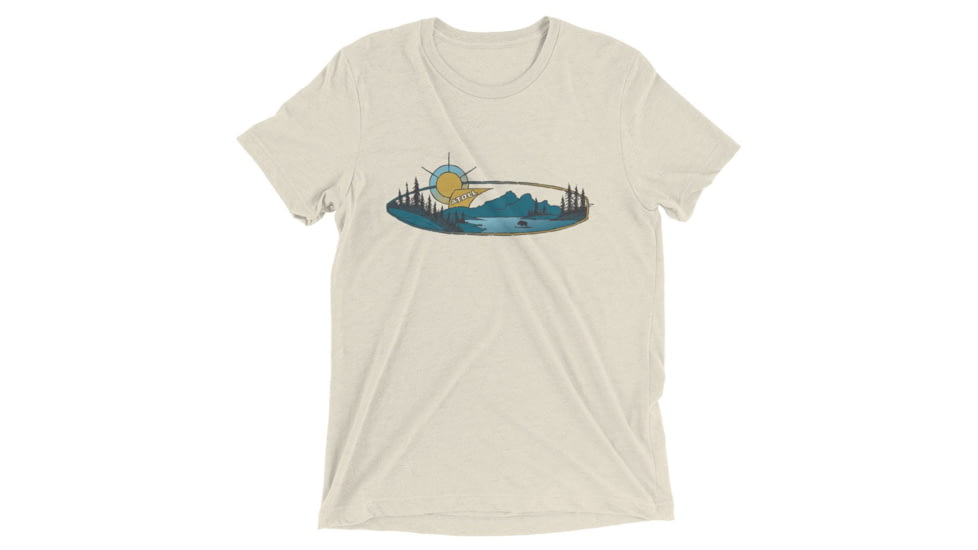 Atoll Board Co Short sleeve t-shirt with Atoll Mountain Lake SUP Graphic - Oatmeal Triblend, L - Oatmeal Triblend,L, 62C60B5D296AEOatmeal-Triblend-L