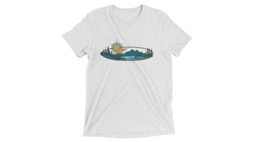 Atoll Board Co Short sleeve t-shirt with Atoll Mountain Lake SUP Graphic - White Fleck Triblend, M - White Fleck Triblend,M, 62C60B5D296AEWhite-Fleck-Triblend-M