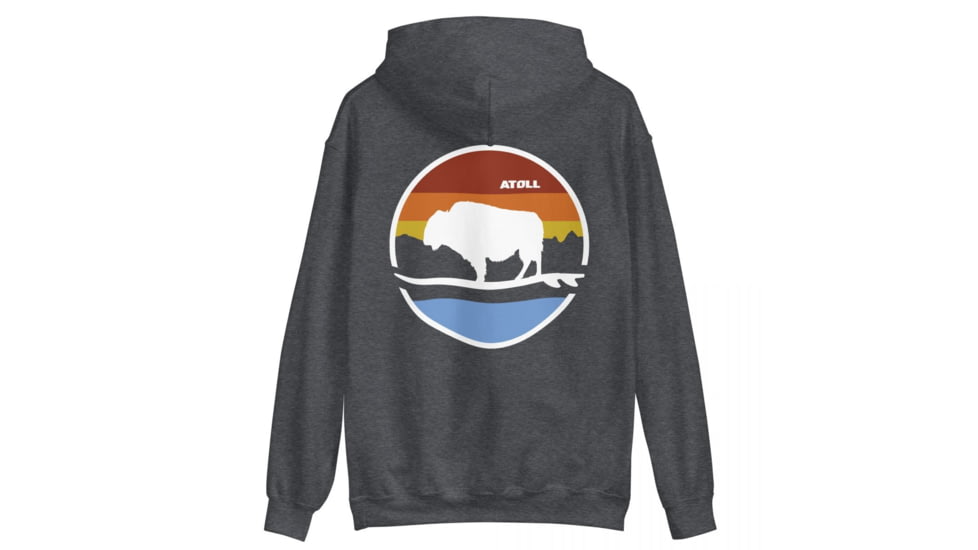 Atoll Board Co Unisex Box Hoodie with Atoll Landscape Graphic - Dark Heather, L - Dark Heather,L, 62CEF7DDDE2C2Dark-Heather-L