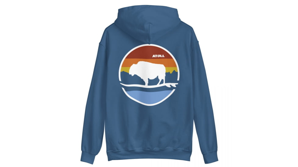Atoll Board Co Unisex Box Hoodie with Atoll Landscape Graphic - Indigo Blue, L - Indigo Blue,L, 62CEF7DDDE2C2Indigo-Blue-L