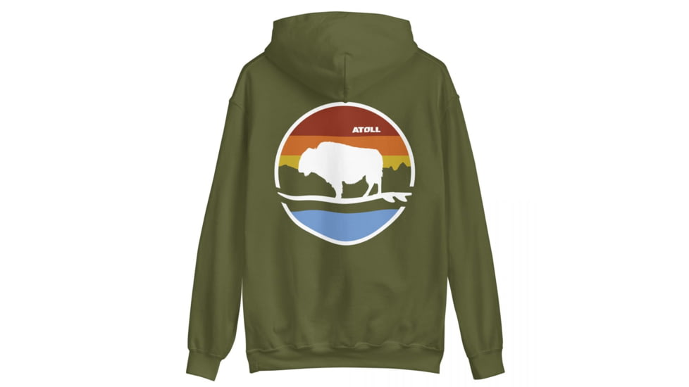 Atoll Board Co Unisex Box Hoodie with Atoll Landscape Graphic - Military Green, XL - Military Green,XL, 62CEF7DDDE2C2Military-Green-XL
