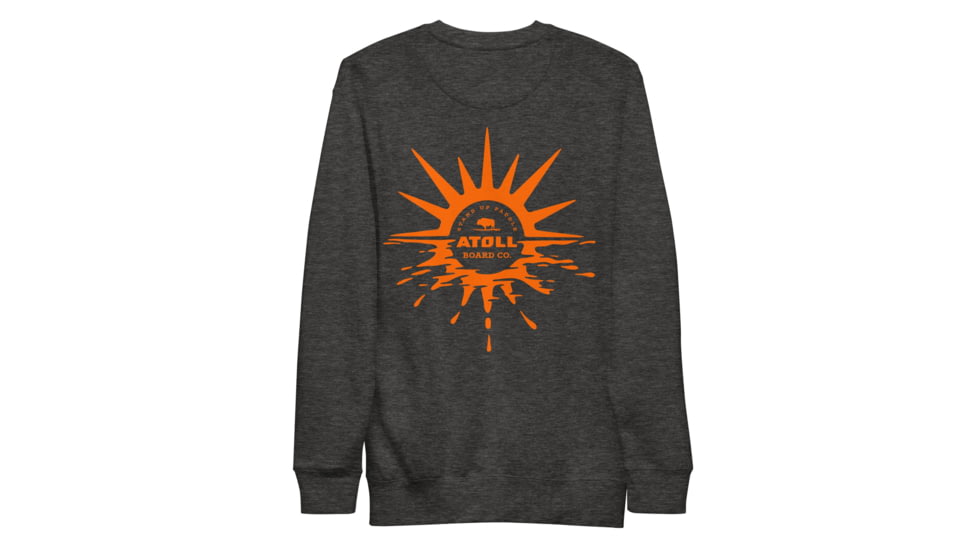 Atoll Board Co Unisex Crew Neck Sweatshirt with Atoll Horizon Sunset Graphic - Charcoal Heather, 2XL - Charcoal Heather,2XL, 6451926B946B4Charcoal-Heather-2XL