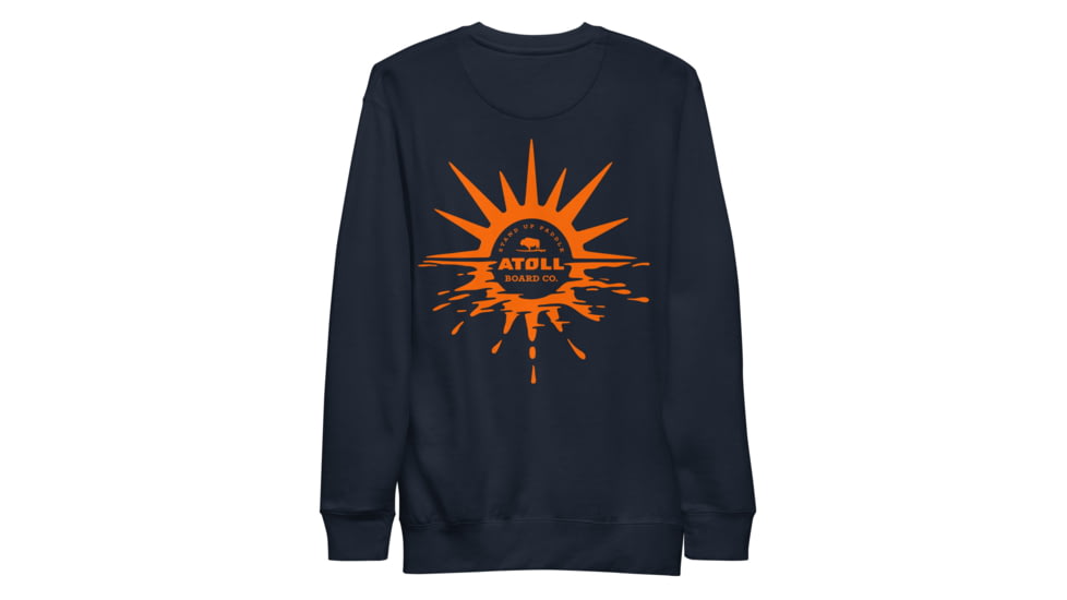 Atoll Board Co Unisex Crew Neck Sweatshirt with Atoll Horizon Sunset Graphic - Navy Blazer, L - Navy Blazer,L, 6451926B946B4Navy-Blazer-L