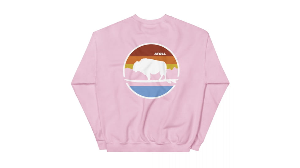 Atoll Board Co Unisex Crew Neck Sweatshirt with Atoll Landscape Graphic - Light Pink, L - Light Pink,L, 636AA060D522CLight-Pink-L