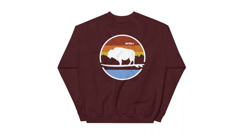 Atoll Board Co Unisex Crew Neck Sweatshirt with Atoll Landscape Graphic - Maroon, XL - Maroon,XL, 636AA060D522CMaroon-XL